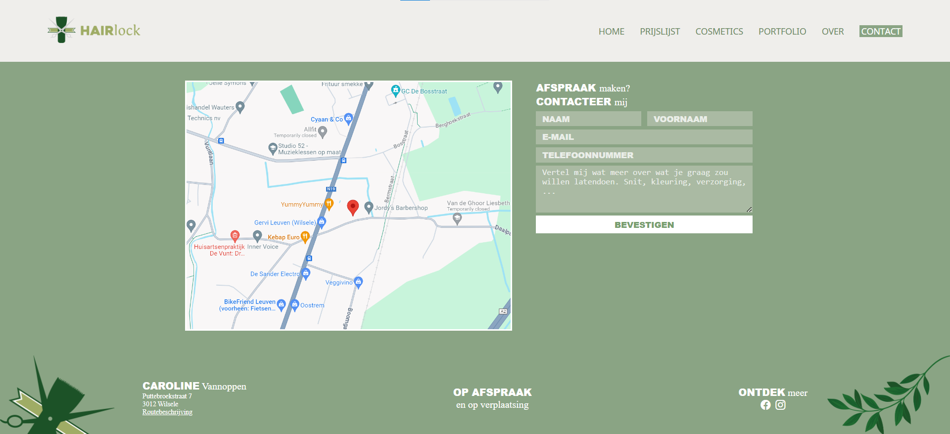 An image of the home page from Hairlock